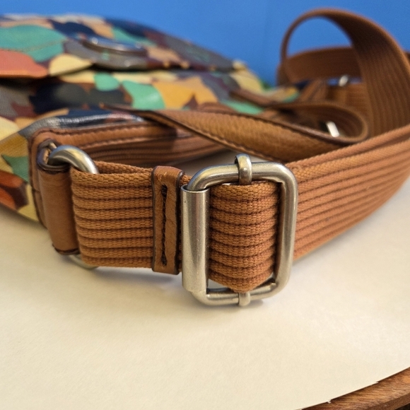 Retro Fossil Key Per Boho Crossbody Bag Coated Canvas Shoulder Floral Charms - Picture 4 of 12